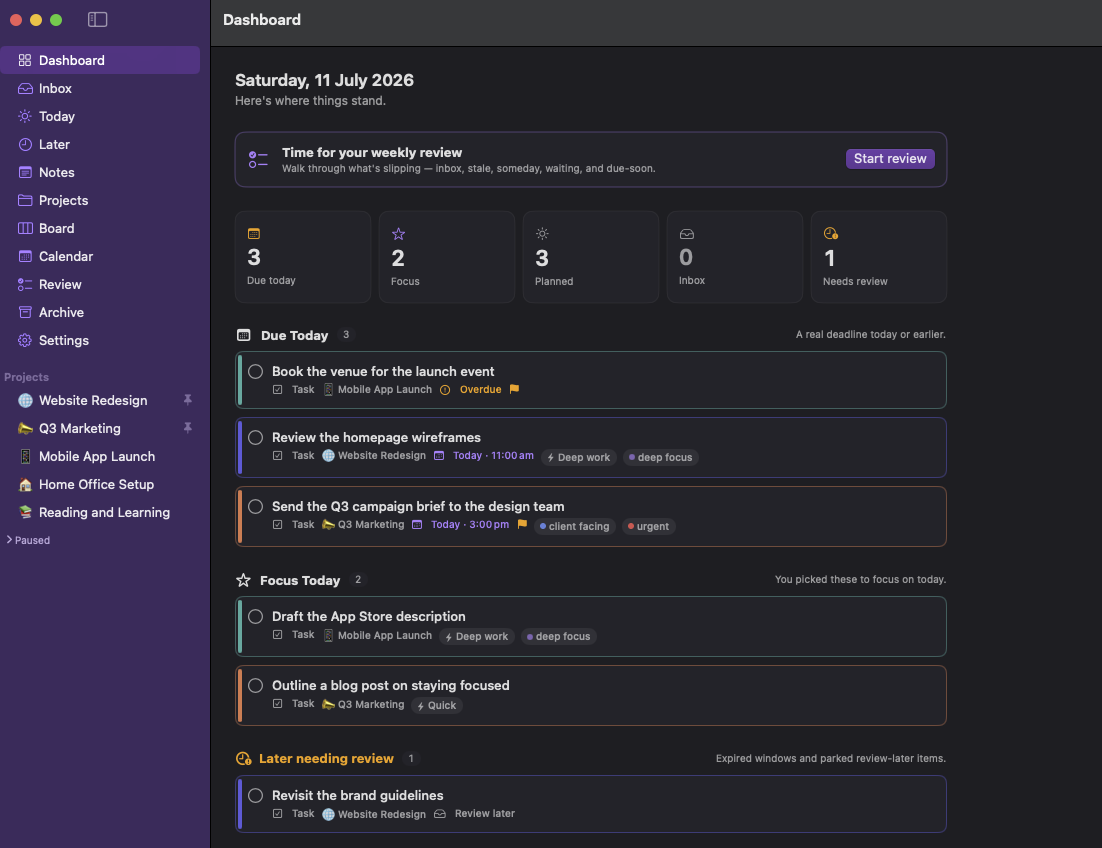 The LaterLoom dashboard in dark mode